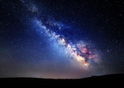 Milky Way. Beautiful summer night sky with stars in Crimea.